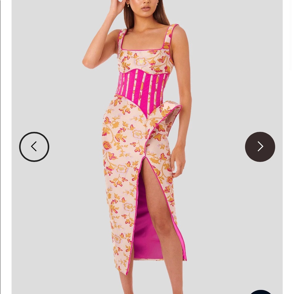 Unique Pink Midi Formal Dress